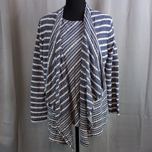 Chico's Sweaters - Chico's Blue and White Striped Cardigan.